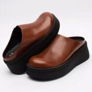 MIISTA Leather Wedge Mule Platforms